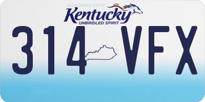 KY license plate 314VFX