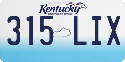 KY license plate 315LIX