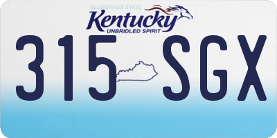 KY license plate 315SGX