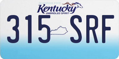 KY license plate 315SRF