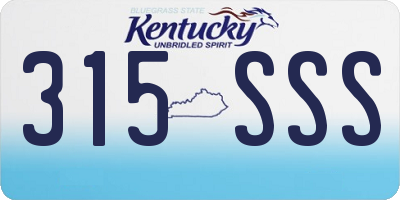 KY license plate 315SSS