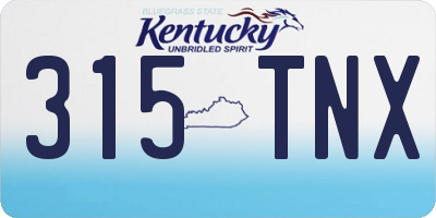 KY license plate 315TNX