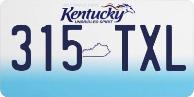 KY license plate 315TXL