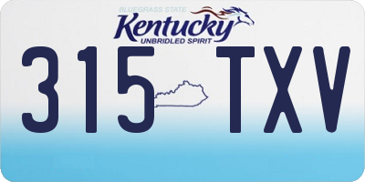 KY license plate 315TXV
