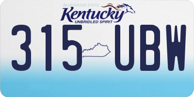 KY license plate 315UBW