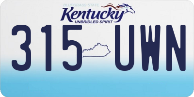 KY license plate 315UWN