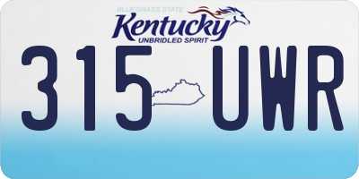 KY license plate 315UWR