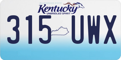 KY license plate 315UWX