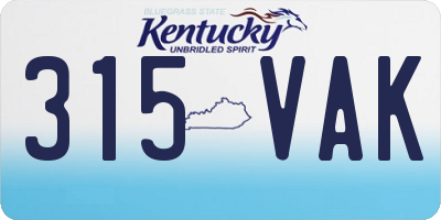 KY license plate 315VAK