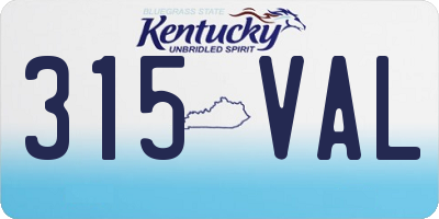 KY license plate 315VAL