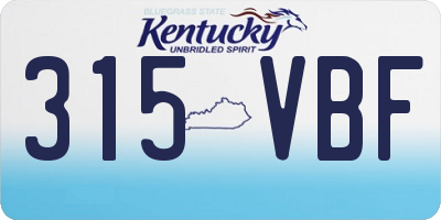 KY license plate 315VBF