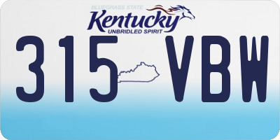 KY license plate 315VBW