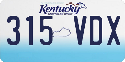KY license plate 315VDX