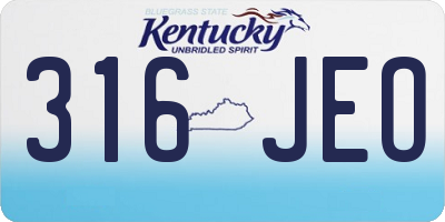KY license plate 316JEO
