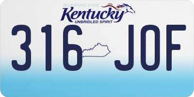 KY license plate 316JOF