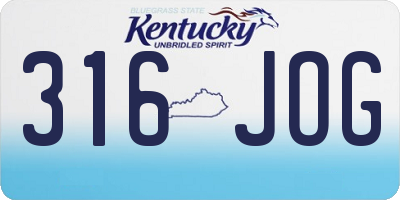 KY license plate 316JOG