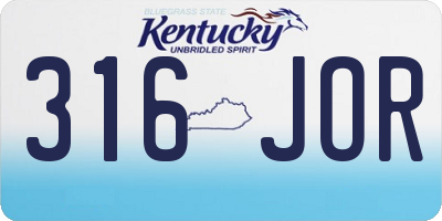 KY license plate 316JOR