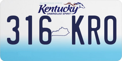 KY license plate 316KRO