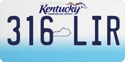 KY license plate 316LIR