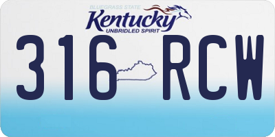 KY license plate 316RCW
