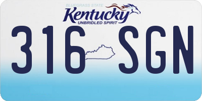 KY license plate 316SGN