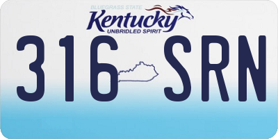 KY license plate 316SRN