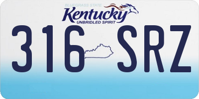 KY license plate 316SRZ