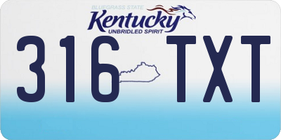 KY license plate 316TXT