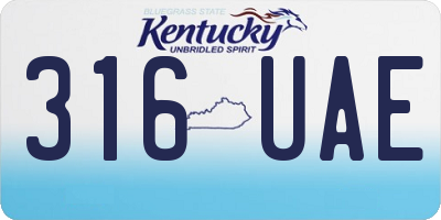 KY license plate 316UAE