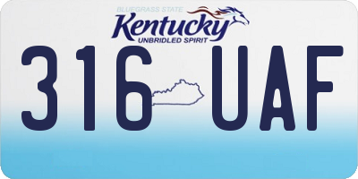 KY license plate 316UAF