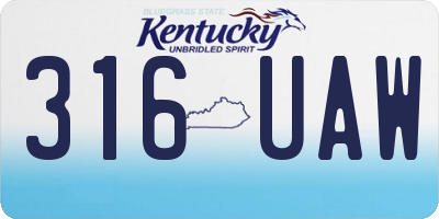 KY license plate 316UAW