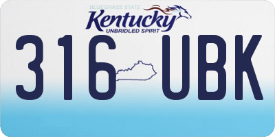 KY license plate 316UBK