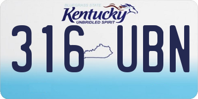 KY license plate 316UBN