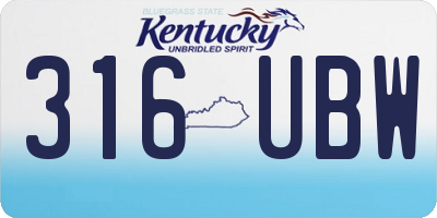 KY license plate 316UBW