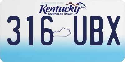 KY license plate 316UBX