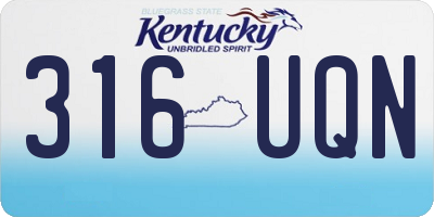 KY license plate 316UQN