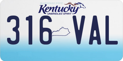 KY license plate 316VAL
