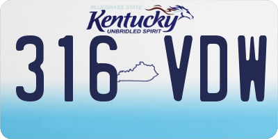 KY license plate 316VDW
