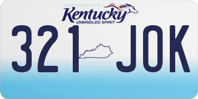 KY license plate 321JOK