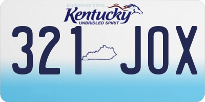KY license plate 321JOX