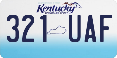 KY license plate 321UAF