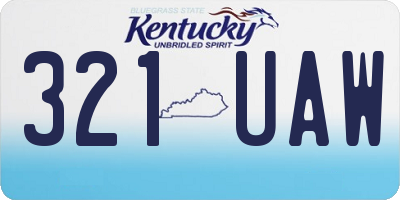 KY license plate 321UAW