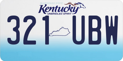 KY license plate 321UBW
