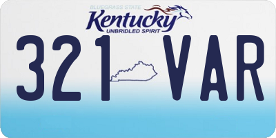 KY license plate 321VAR
