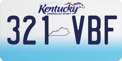 KY license plate 321VBF