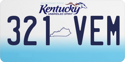 KY license plate 321VEM