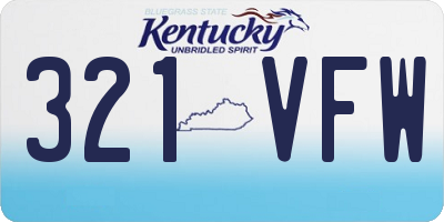 KY license plate 321VFW