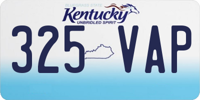 KY license plate 325VAP