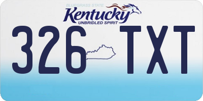 KY license plate 326TXT