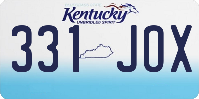 KY license plate 331JOX